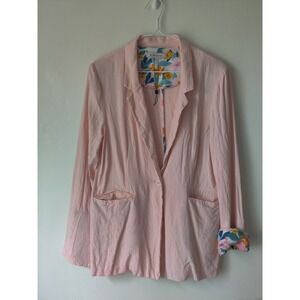 BCBGENERATION Cuff Trim Boyfriend Blazer Jacket Size Medium Pink‎ Floral NWT